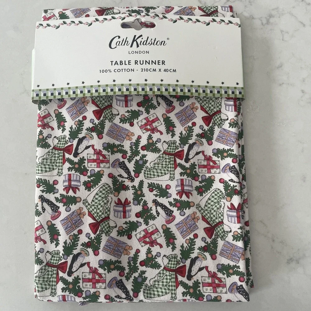 Cath Kidston CK Christmas Ditsy Fabric Whimsical Christmas Table Runner NEW